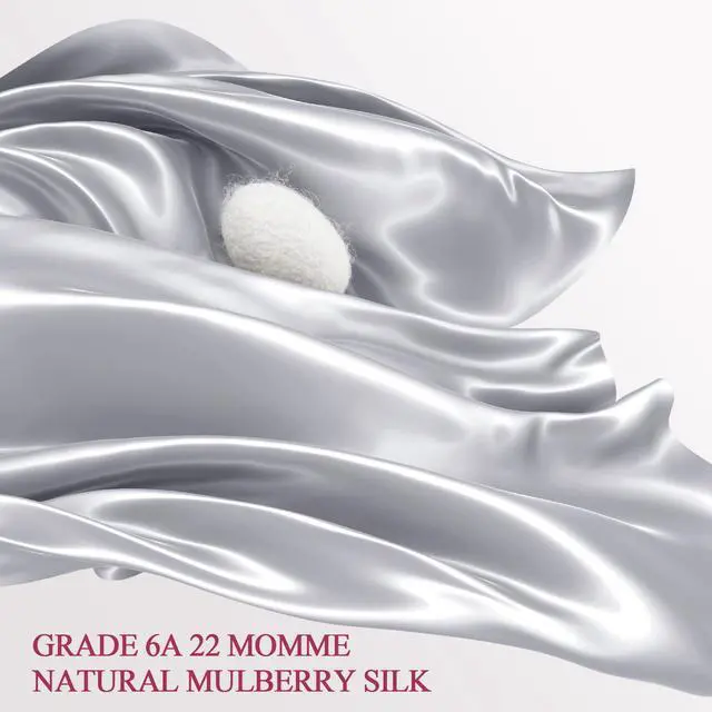 Alt view image 2 of 7 - 100% Silk Pillow Cases Standard Size Mulberry Silk Pillowcase for Hair and Skin 22 Momme Highest Grade 6A Silk Cooling Soft Smooth with Zipper 20 x 26 Inches 1PC, Grey