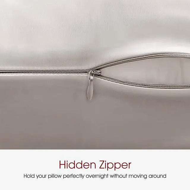 Alt view image 5 of 6 - 100% Silk Pillow Cases 2 Pack Queen Size Mulberry Silk Pillowcase for Hair and Skin Set of 2 Highest Grade 6A Silk Soft Breathable Cooling with Hidden Zipper, Grey