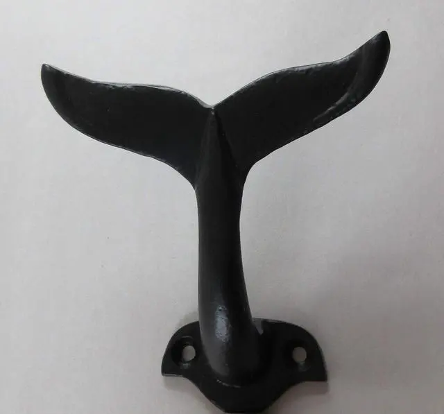 Alt view image 2 of 6 - Cast Iron Whale Tail Hook Nautical Decor
