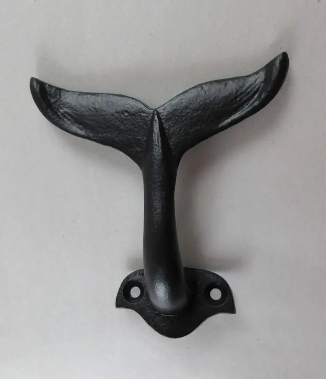Alt view image 3 of 6 - Cast Iron Whale Tail Hook Nautical Decor