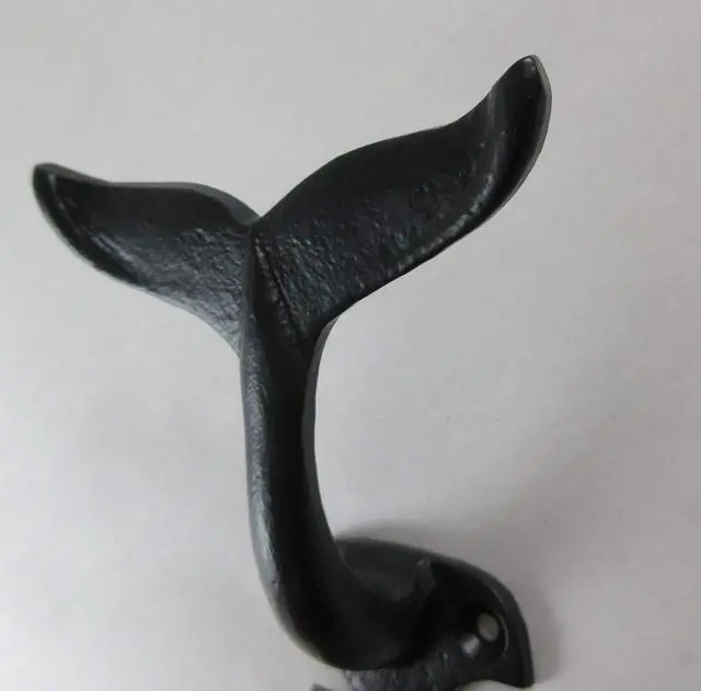 Alt view image 6 of 6 - Cast Iron Whale Tail Hook Nautical Decor