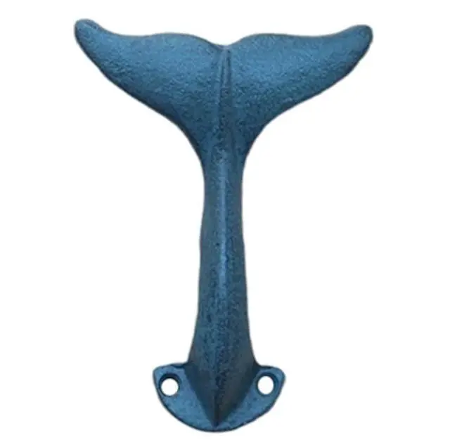 Alt view image 3 of 5 - Set of 3 Decorative Cast Iron Whale Tail Hooks Ocean Inspired Wall Hooks for Coastal Or Nautical Decor Durable Whale Tail Hangers for Keys, Towels, Or Bags