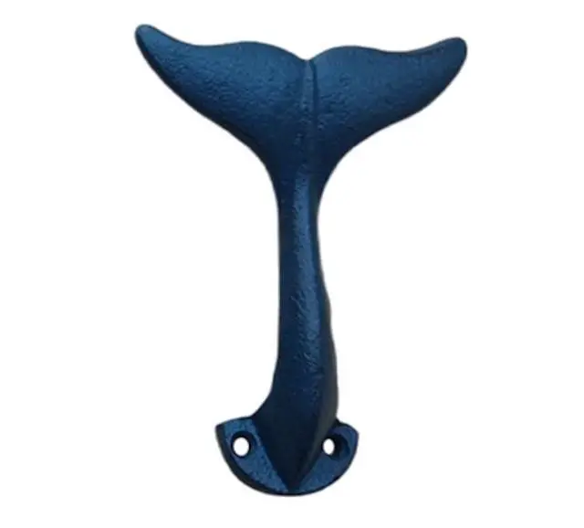 Alt view image 4 of 5 - Set of 3 Decorative Cast Iron Whale Tail Hooks Ocean Inspired Wall Hooks for Coastal Or Nautical Decor Durable Whale Tail Hangers for Keys, Towels, Or Bags