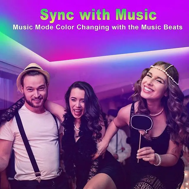 Alt view image 4 of 7 - Led Strip Lights 130ft (2 Rolls of 65ft) Smart Light Strips with App Control RGB Led Lights for BedroomMusic Sync Color Changing Lights for Room Party