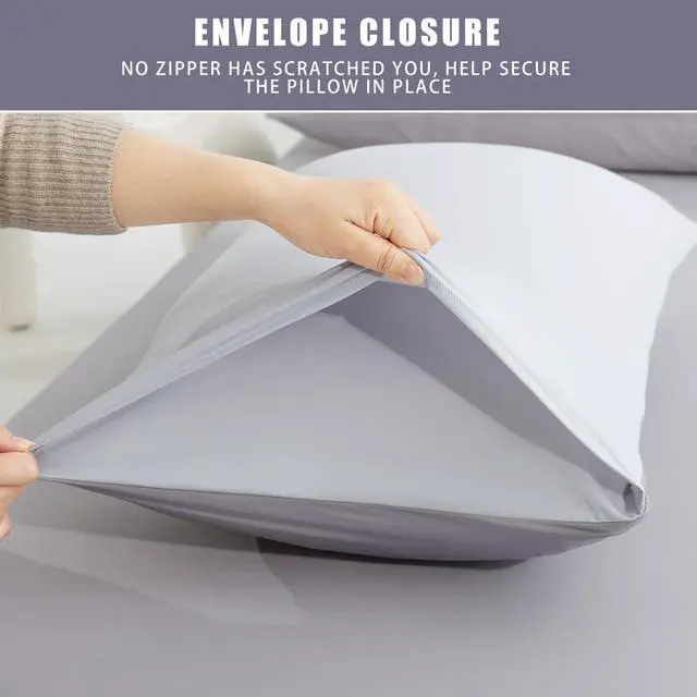 Alt view image 5 of 7 - Cooling Pillowcases Standard Size 2-Pack, Silky Soft Breathable Pillow Case with Envelope Close, Stay Cool Pillow Cover for Hot Sleepers and Night Sweats, 20x26 Inch, Grey