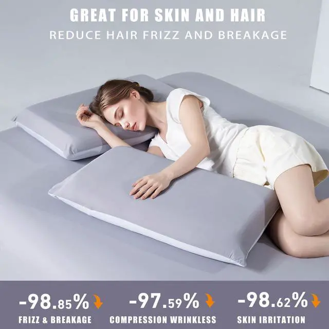 Alt view image 6 of 7 - Cooling Pillowcases Standard Size 2-Pack, Silky Soft Breathable Pillow Case with Envelope Close, Stay Cool Pillow Cover for Hot Sleepers and Night Sweats, 20x26 Inch, Grey