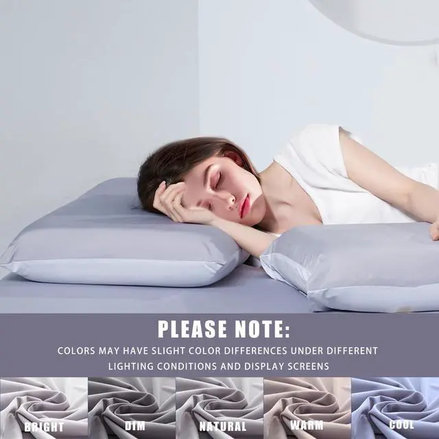 Alt view image 7 of 7 - Cooling Pillowcases Standard Size 2-Pack, Silky Soft Breathable Pillow Case with Envelope Close, Stay Cool Pillow Cover for Hot Sleepers and Night Sweats, 20x26 Inch, Grey