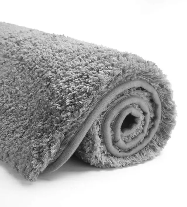 Main image of Non Slip Bath Mat (20 x 32, Grey) Water Absorbent Soft Microfiber Shaggy Bathroom Rug Machine Washable Thick Plush Shower Mat