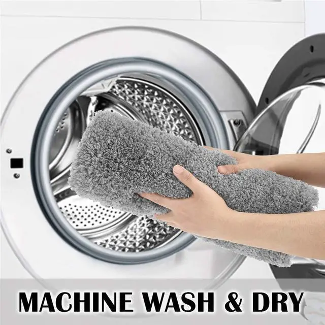 Alt view image 6 of 7 - Non Slip Bath Mat (20 x 32, Grey) Water Absorbent Soft Microfiber Shaggy Bathroom Rug Machine Washable Thick Plush Shower Mat