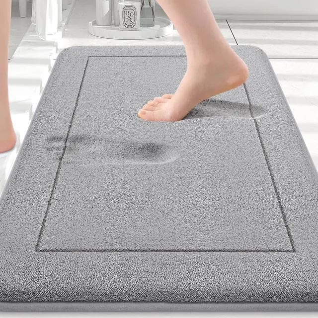 Main image of Memory Foam Bath Mat Rug 32x20, Extra Soft Absorbent Bathroom Rugs, Quick Dry Non-Slip Machine Washable Carpet for Tub Shower, Home Decor Accessories, Grey
