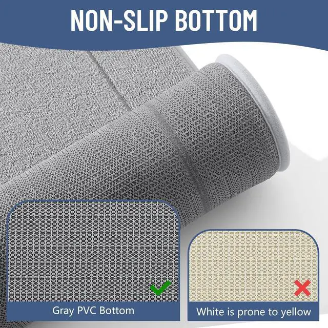 Alt view image 5 of 7 - Memory Foam Bath Mat Rug 32x20, Extra Soft Absorbent Bathroom Rugs, Quick Dry Non-Slip Machine Washable Carpet for Tub Shower, Home Decor Accessories, Grey