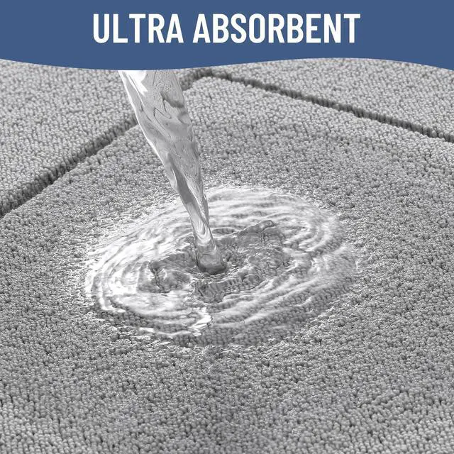 Alt view image 4 of 7 - Memory Foam Bath Mat Rug 32x20, Extra Soft Absorbent Bathroom Rugs, Quick Dry Non-Slip Machine Washable Carpet for Tub Shower, Home Decor Accessories, Grey