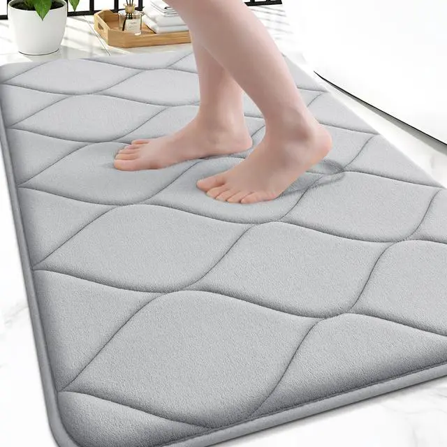 Main image of Memory Foam Bath Mat 30''x20'', Ultra Soft Non-Slip Bathroom Rug, Plush Water Absorbent Quick Dry and Machine Washable Floor Mat for Shower, Tub & Home Decor, Light Grey
