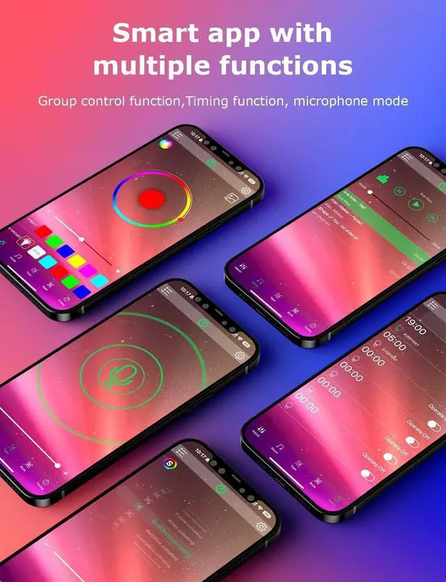 Alt view image 2 of 5 - RGB+IC LED Strip Lights, 132FT Smart LED Lights for Bedroom, Bluetooth LED Lights APP Control, Color Changing LED Light Music Sync for Gaming Room, Indoor