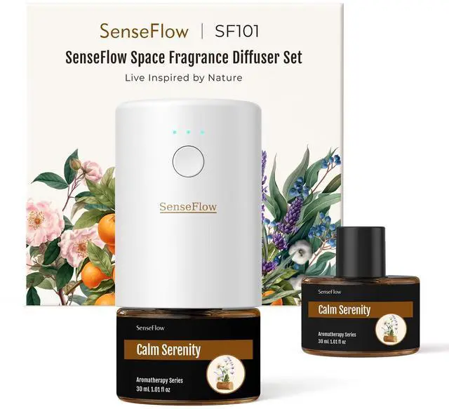 Main image of SF101 Pro Waterless Essential Oil Diffuser, Aromatherapy Diffuser for Home, Plug in Air Freshener, 120-Day Natural Aroma Mist, Covers 1000 Sq Ft Free 30ml Calm Serenity (Dark Brown)