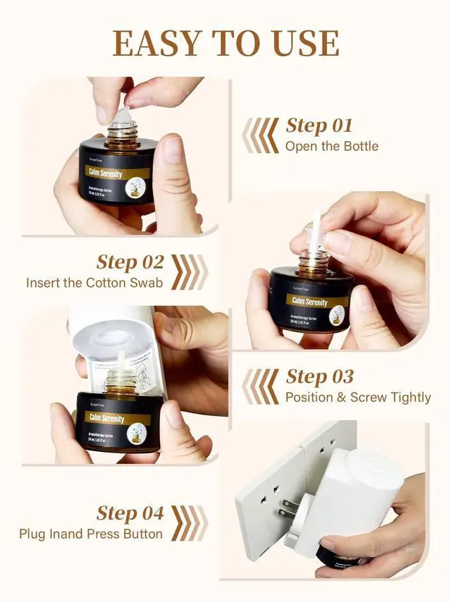 Alt view image 2 of 7 - SF101 Pro Waterless Essential Oil Diffuser, Aromatherapy Diffuser for Home, Plug in Air Freshener, 120-Day Natural Aroma Mist, Covers 1000 Sq Ft Free 30ml Calm Serenity (Dark Brown)