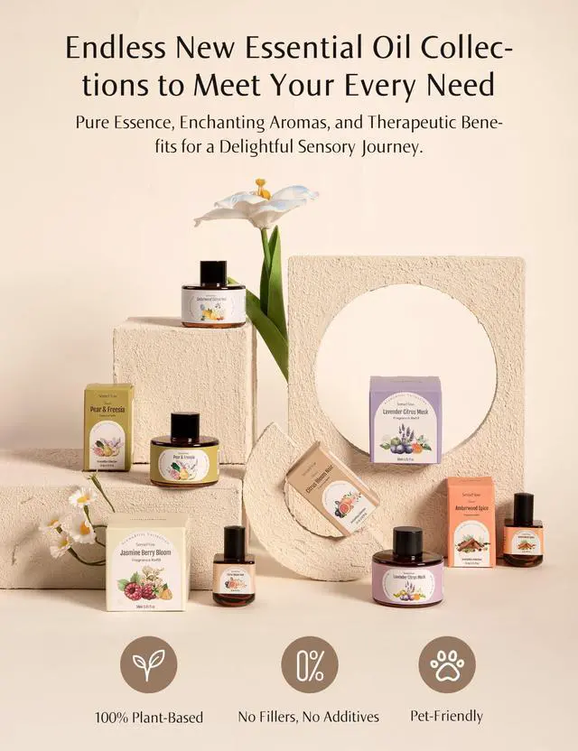 Alt view image 6 of 7 - SF101 Pro Waterless Essential Oil Diffuser, Aromatherapy Diffuser for Home, Plug in Air Freshener, 120-Day Natural Aroma Mist, Covers 1000 Sq Ft Free 30ml Calm Serenity (Dark Brown)