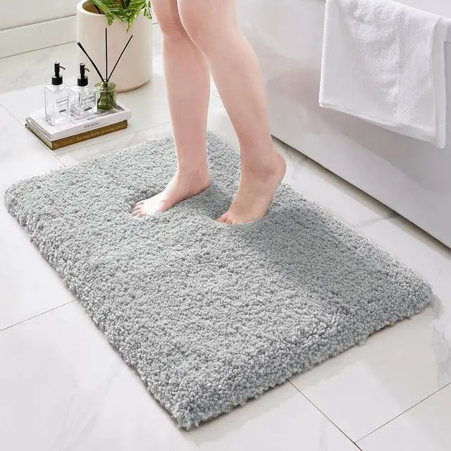 Main image of Bathroom Rugs Non Slip Washable 32x20, Ultra Thick Soft Microfiber Absorbent Bath Mats, High Density Foam Latex Non Slip Backing Bath Rugs, Fluffy Floor Carpet for Tub&Shower, Grey