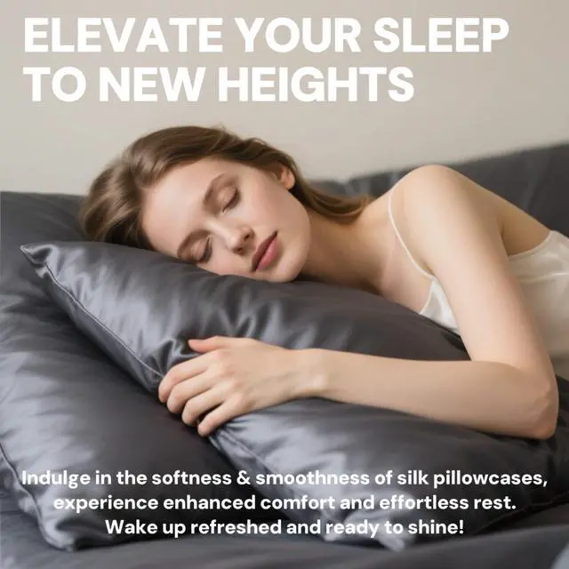 Alt view image 4 of 7 - 100% Silk Pillow Cases with Zipper, 21 Momme Mulberry Silk Pillowcase for Hair Skin Health, Soft Smooth Breathable Cooling Pillow Cover for Beauty Sleep(Standard 20"x26", Space Grey), 1PCS