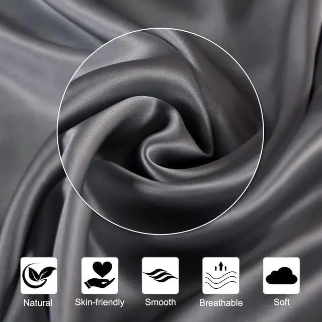 Alt view image 7 of 7 - 100% Silk Pillow Cases with Zipper, 21 Momme Mulberry Silk Pillowcase for Hair Skin Health, Soft Smooth Breathable Cooling Pillow Cover for Beauty Sleep(Standard 20"x26", Space Grey), 1PCS