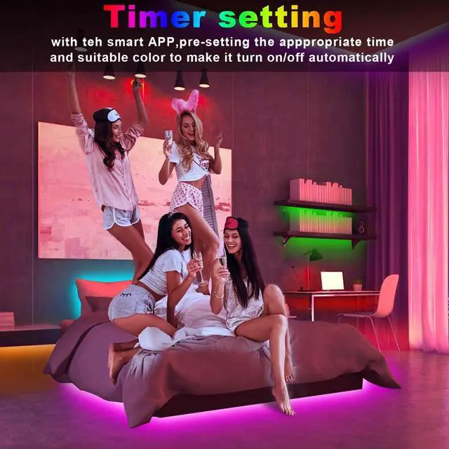 Alt view image 6 of 7 - 130ft Led Lights for Bedroom, APP Control Music Sync Color Changing Led Lights, Led Strip Lights with Remote for Room, Kitchen Party,Home Decoration