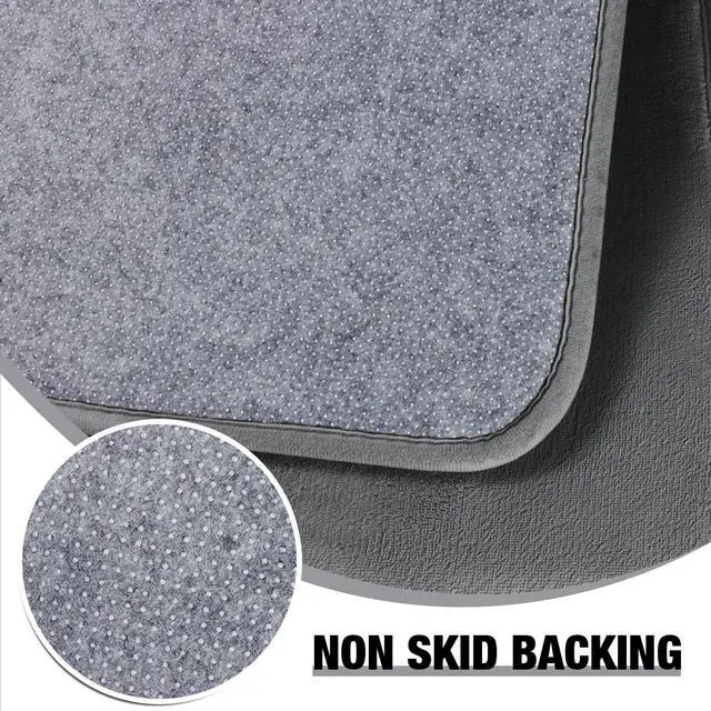 Alt view image 4 of 6 - Grey Large Bathroom Rugs 36x24, Memory Foam Big Bath Mat Non Slip Washable Shower Rug Soft Absorbent Plush Microfiber Bathroom Floor Tub Bathrug Gray