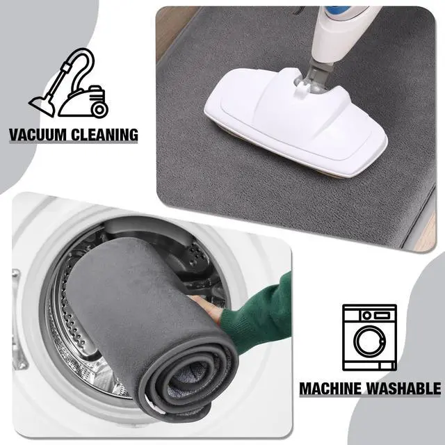 Alt view image 5 of 6 - Grey Large Bathroom Rugs 36x24, Memory Foam Big Bath Mat Non Slip Washable Shower Rug Soft Absorbent Plush Microfiber Bathroom Floor Tub Bathrug Gray