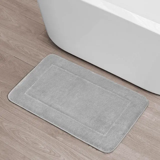 Main image of Terry Bath Mat, Memory Foam Bath Rug, Non-Slip, 100% Polyester, Premium Bathroom Decor, Machine Washable, Measures 20 in. x 32 in., Light Gray