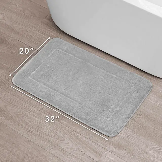 Alt view image 4 of 7 - Terry Bath Mat, Memory Foam Bath Rug, Non-Slip, 100% Polyester, Premium Bathroom Decor, Machine Washable, Measures 20 in. x 32 in., Light Gray