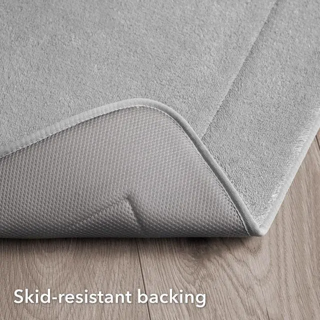 Alt view image 2 of 7 - Terry Bath Mat, Memory Foam Bath Rug, Non-Slip, 100% Polyester, Premium Bathroom Decor, Machine Washable, Measures 20 in. x 32 in., Light Gray