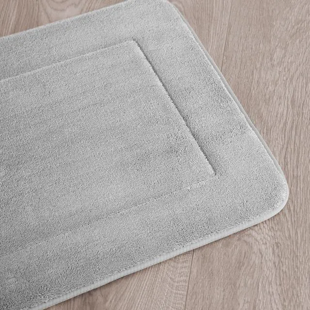 Alt view image 7 of 7 - Terry Bath Mat, Memory Foam Bath Rug, Non-Slip, 100% Polyester, Premium Bathroom Decor, Machine Washable, Measures 20 in. x 32 in., Light Gray