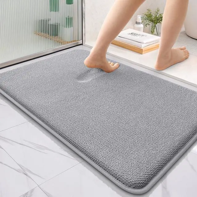 Main image of Thick Memory Foam Bath Mat Rug 36x24, Extra Soft Absorbent Bathroom Rug, Quick Dry Bath Mats, Non-Slip, Machine Washable Carpet for Bathroom, Tub and Shower, Home Decor Accessories, Grey