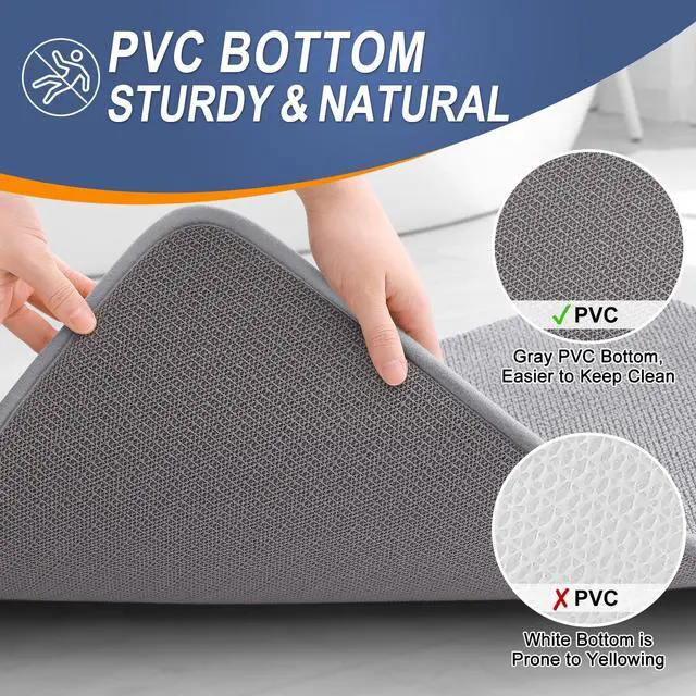 Alt view image 4 of 7 - Thick Memory Foam Bath Mat Rug 32x20, Extra Soft Absorbent Bathroom Rug, Quick Dry Bath Mats, Non-Slip, Machine Washable Carpet for Bathroom, Tub and Shower, Home Decor Accessories, Grey