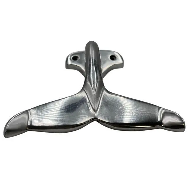 Alt view image 4 of 7 - Nautical Whale Tail Hook, Heavy Aluminum Cast Wall Hooks Decorative Coastal Home Decor, 8 inches