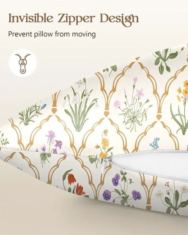 Alt view image 5 of 7 - 2 Pack Silk Pillowcase - 20x26 Inch Standard Size Silk Pillow Case with Hidden Zipper for Women Lady Smooth Soft Breathable Cute Design Pillowcase for Hair and Skin, Check Flower