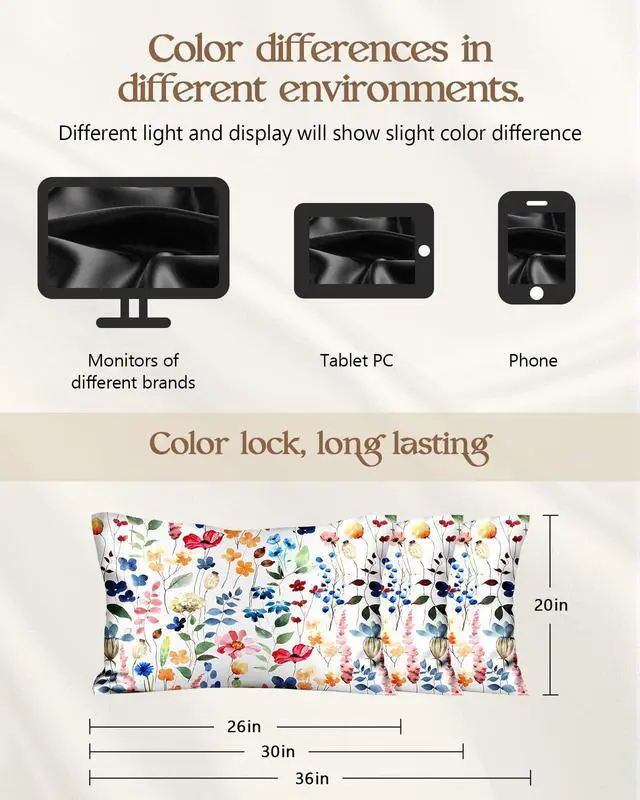 Alt view image 7 of 7 - 2 Pack Mulberry Silk Pillowcase for Hair and Skin - Standard Size 20 x 26 Inches with Hidden Zipper Watercolor Flower 19 Momme Soft Sleeping Silk Pillow Case for Women, Moms