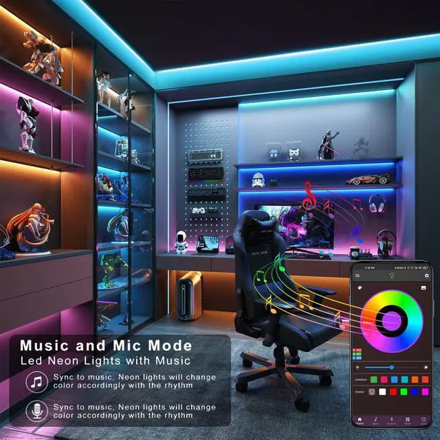 Alt view image 7 of 7 - Led Lights for Bedroom 250ft (2 Rolls of 125ft) Color Changing RGB Led Strip Lights with 60 Keys Remote and App Control, Music Sync Led Lights for Room Kitchen Party Home Decor