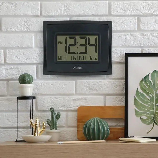 Alt view image 5 of 5 - WT-8002U-B-INT Digital Black Clock with Indoor Temperature