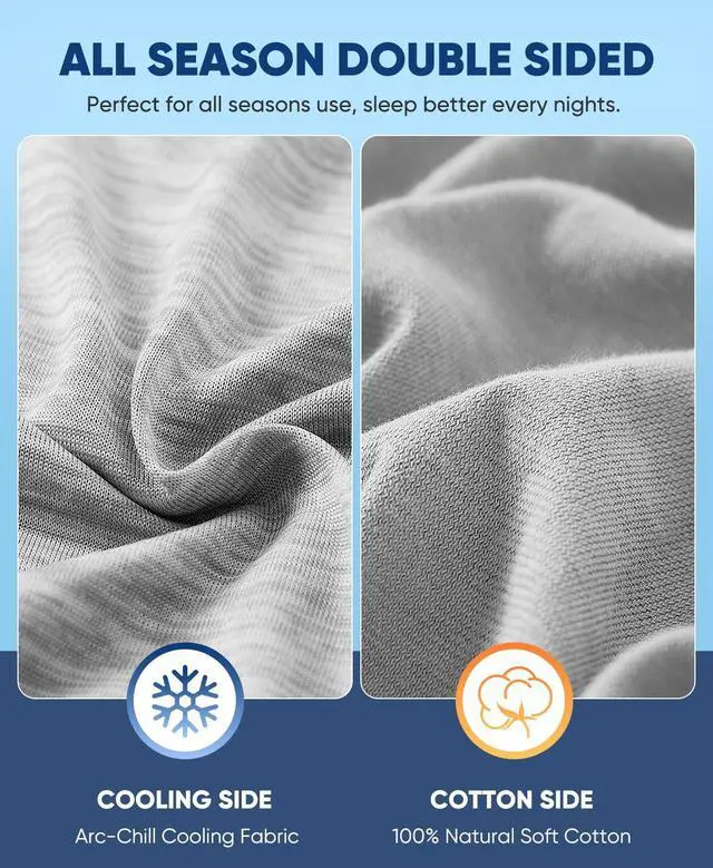 Alt view image 4 of 7 - 2 Pack Cooling Pillow Cases for Hot Sleepers, Arc-Chill Q-Max > 0.5, Hair & Skin Friendly, Double-Sided, Machine Washable, Hidden Zipper, Gift for Women & Men, 20x26, Gray