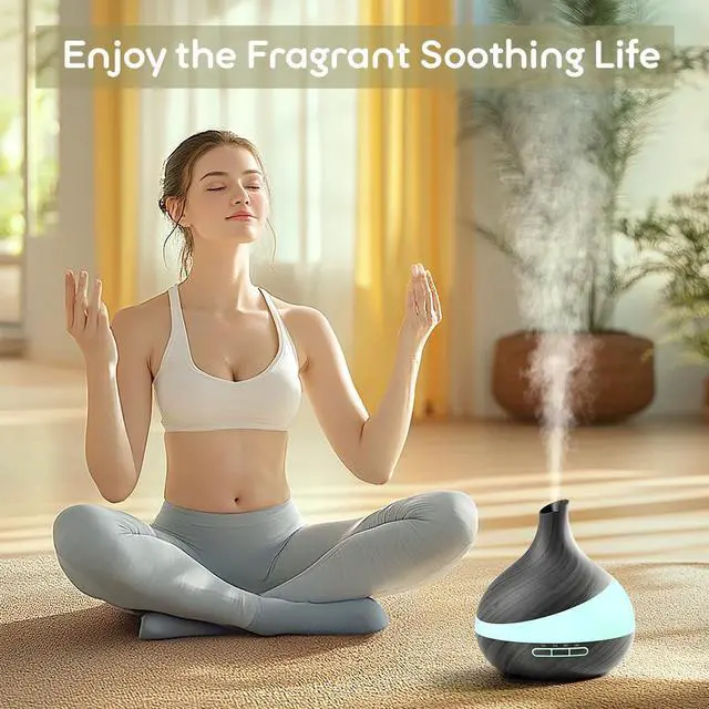 Alt view image 2 of 7 - 500ML Essential Oil Diffuser: Aroma Diffuser with Remote Control for Hotel Spa Yoga Room - Humidifiers for Bedroom with 14 Colors LED Night Light for Kids/Women Home Relaxation