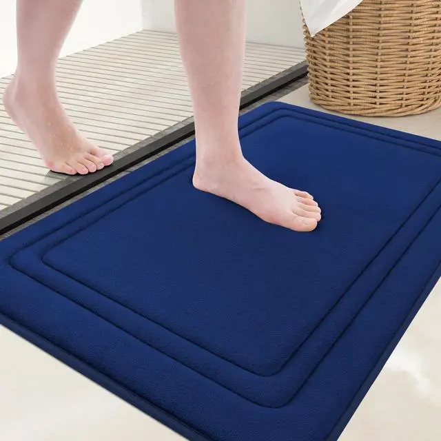Main image of Memory Foam Bath Mat Rug 30x20, Ultra Soft, Non-Slip and Absorbent Bathroom Rugs, Machine Wash Dry, Comfortable Bath Carpet for Bathroom Floor, Tub and Shower, Navy Blue