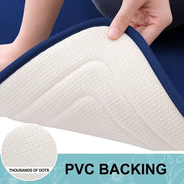 Alt view image 5 of 7 - Memory Foam Bath Mat Rug 30x20, Ultra Soft, Non-Slip and Absorbent Bathroom Rugs, Machine Wash Dry, Comfortable Bath Carpet for Bathroom Floor, Tub and Shower, Navy Blue