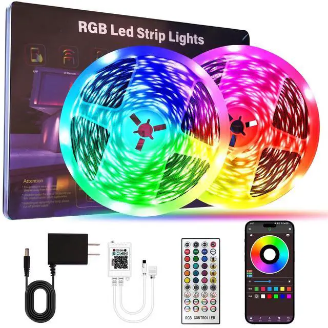 Main image of Led Lights for Bedroom 200 FT (2 Rolls 100 FT), with Remote and Application Control RGB Color Changing LED Strip Lights, Music Synchronization