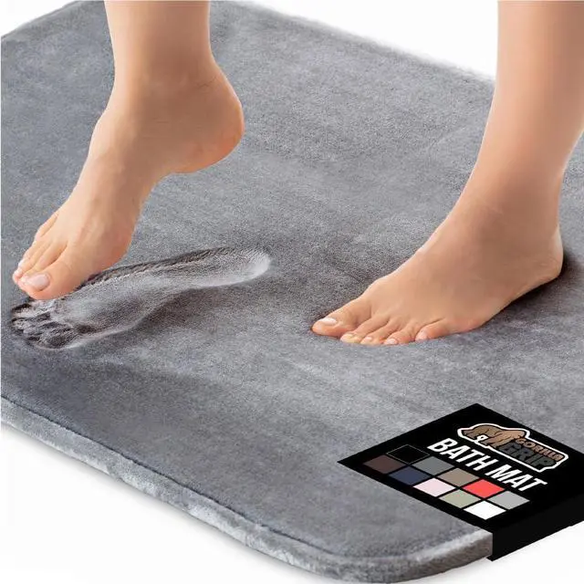 Main image of Memory Foam Bath Rugs, Soft Absorbent Velvet Bathroom Mats, Durable Dots on Underside, Machine Washable Bathmat, Carpet Rug Room Decor for Shower Floor, 24x17 Mat, Graphite Gray