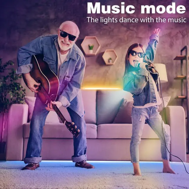 Alt view image 5 of 6 - Led Lights for Bedroom 200FT (2 * 100FT), Color Changing RGB Led Strip Lights with Music Sync, Remote and App Control Led Light Strip Indoor, Led Lights for Room Home Decor