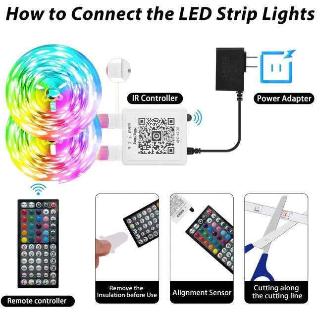 Alt view image 4 of 6 - Led Lights for Bedroom 200FT (2 * 100FT), Color Changing RGB Led Strip Lights with Music Sync, Remote and App Control Led Light Strip Indoor, Led Lights for Room Home Decor