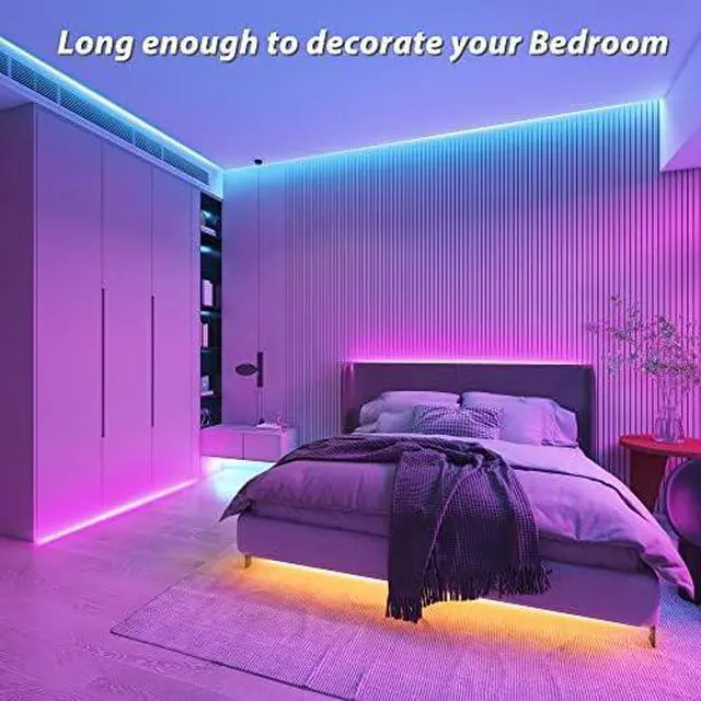 Alt view image 3 of 7 - 190FT Led Lights for Bedroom, Color Changing RGB Led Strip Lights Indoor, Music Sync Led Light Strip with Remote and App Control, DIY Led Lights for Room Home Decor Ambient Lighting (2 * 95FT)