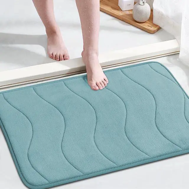 Main image of Memory Foam Bathroom Mat Non Slip Bath Rug Shower Rugs Carpet,20x32,Aqua Green