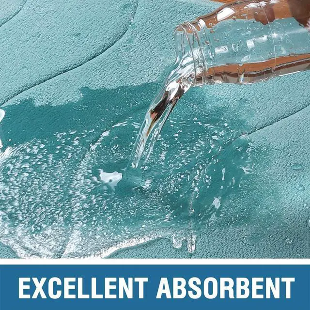 Alt view image 3 of 7 - Memory Foam Bathroom Mat Non Slip Bath Rug Shower Rugs Carpet,20x32,Aqua Green