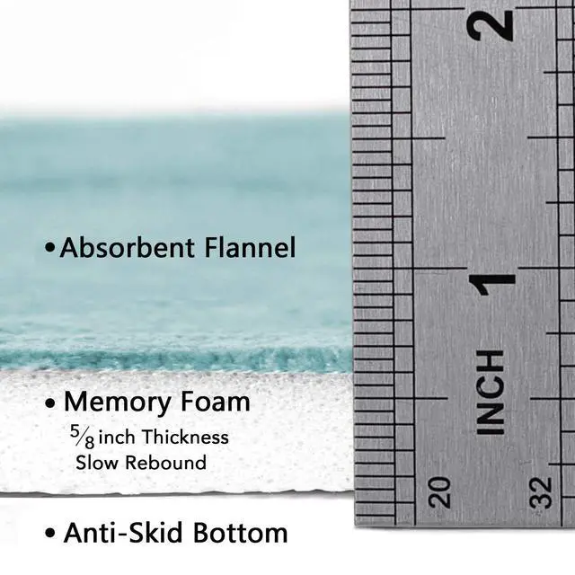 Alt view image 4 of 7 - Memory Foam Bathroom Mat Non Slip Bath Rug Shower Rugs Carpet,20x32,Aqua Green